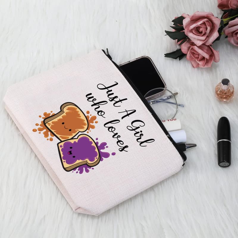 Peanut Butter and Jelly Cosmetic Bag for Sandwich Lovers