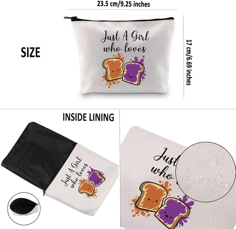 Peanut Butter and Jelly Cosmetic Bag for Sandwich Lovers