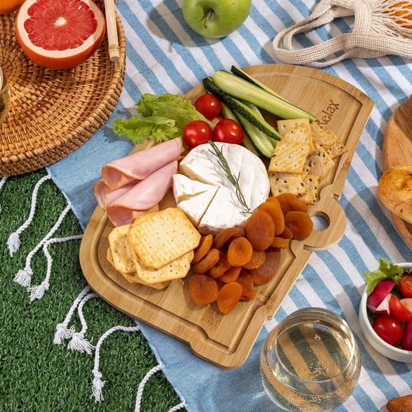 RV Shaped Bamboo Cutting Board - 15.75x11 inches, Hand Washable
