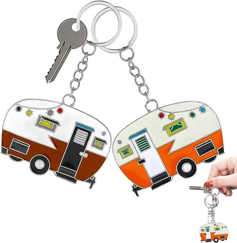Couples' Camping Keychain Set - RV Trailer Accessories (2 Pack)