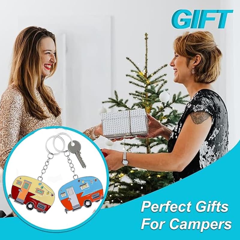 Couples' Camping Keychain Set - RV Trailer Accessories (2 Pack)