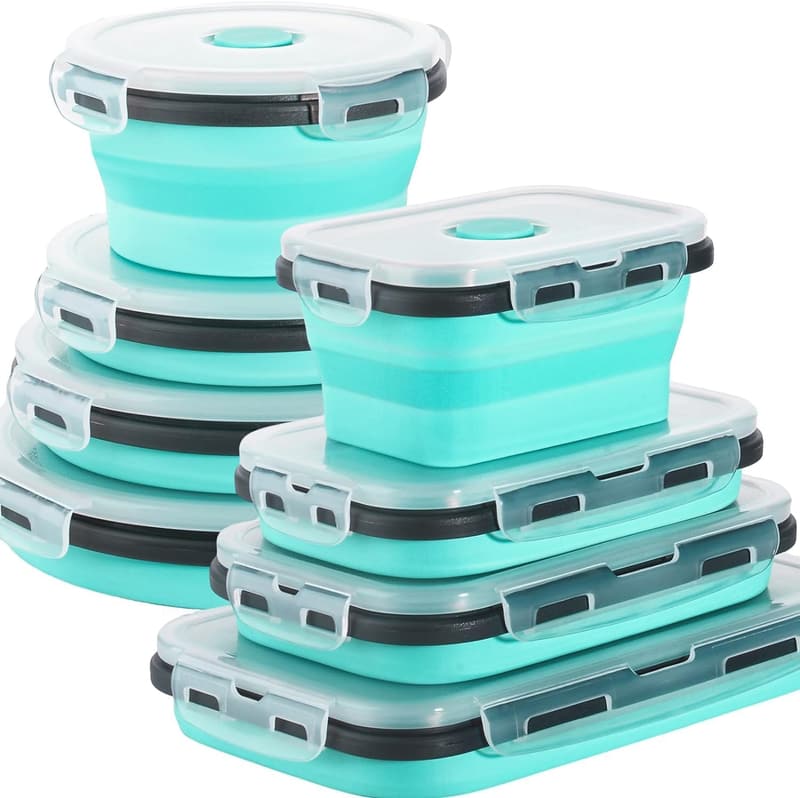 Collapsible Silicone Food Storage Containers - 8 Pack