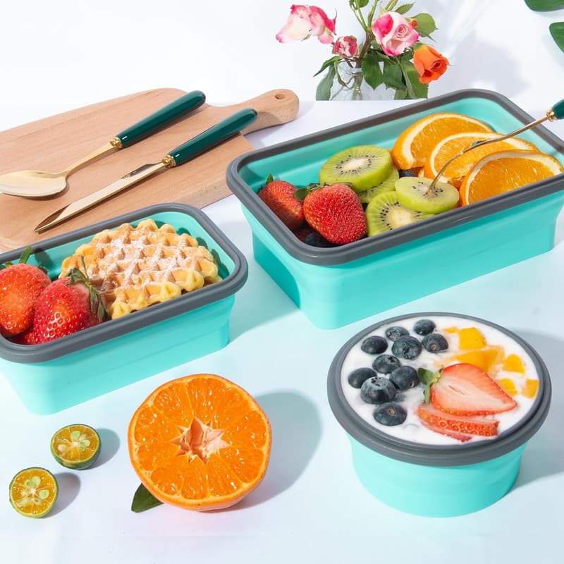 Collapsible Silicone Food Storage Containers - 8 Pack