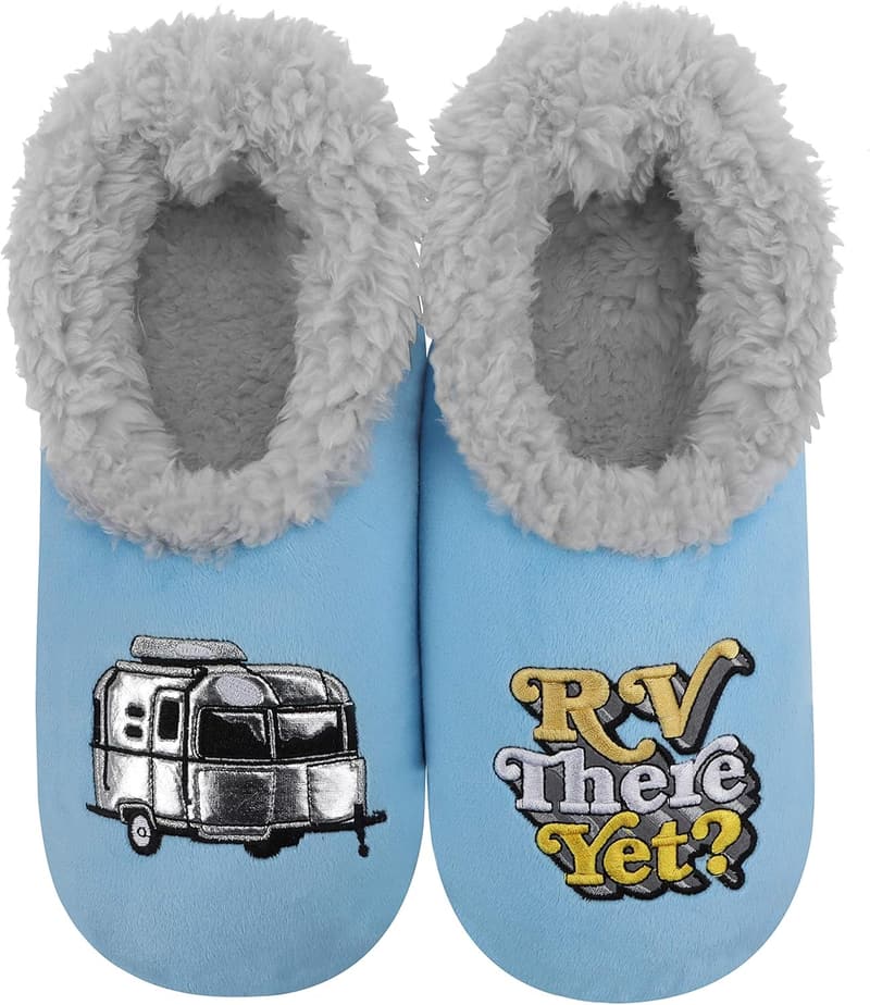 Funny Non-Slip Fuzzy Slipper Socks for Women - Happy Camper