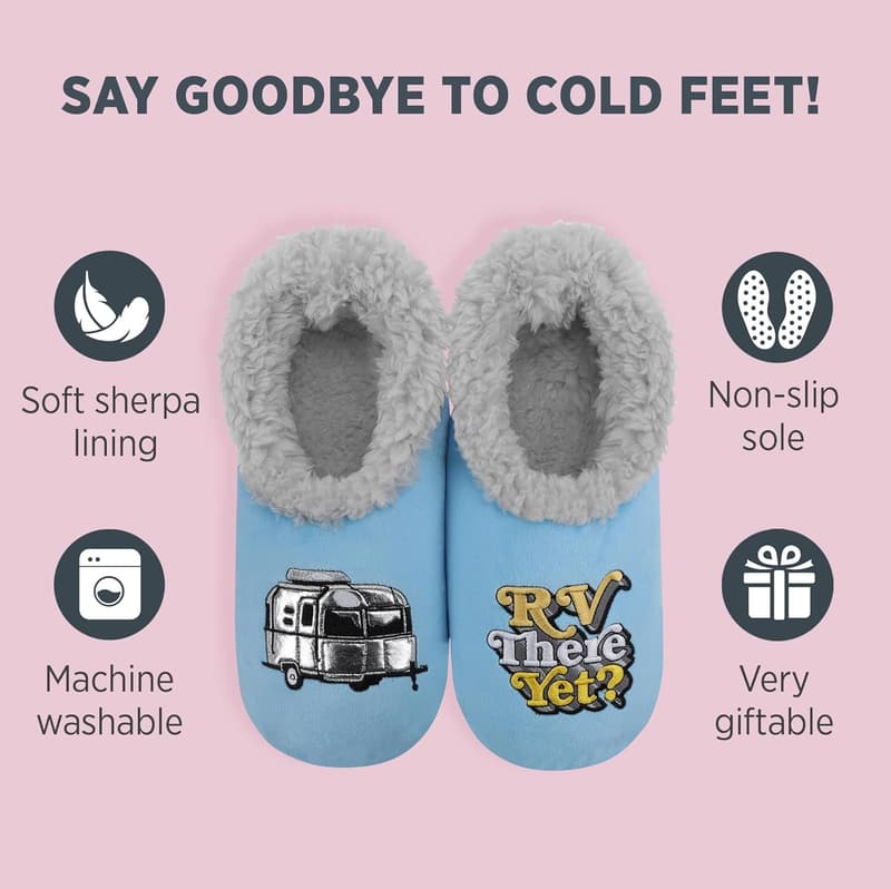 Funny Non-Slip Fuzzy Slipper Socks for Women - Happy Camper
