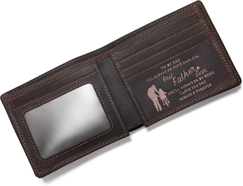 Personalized Leather Wallet for Dad - Custom Engraving Gift