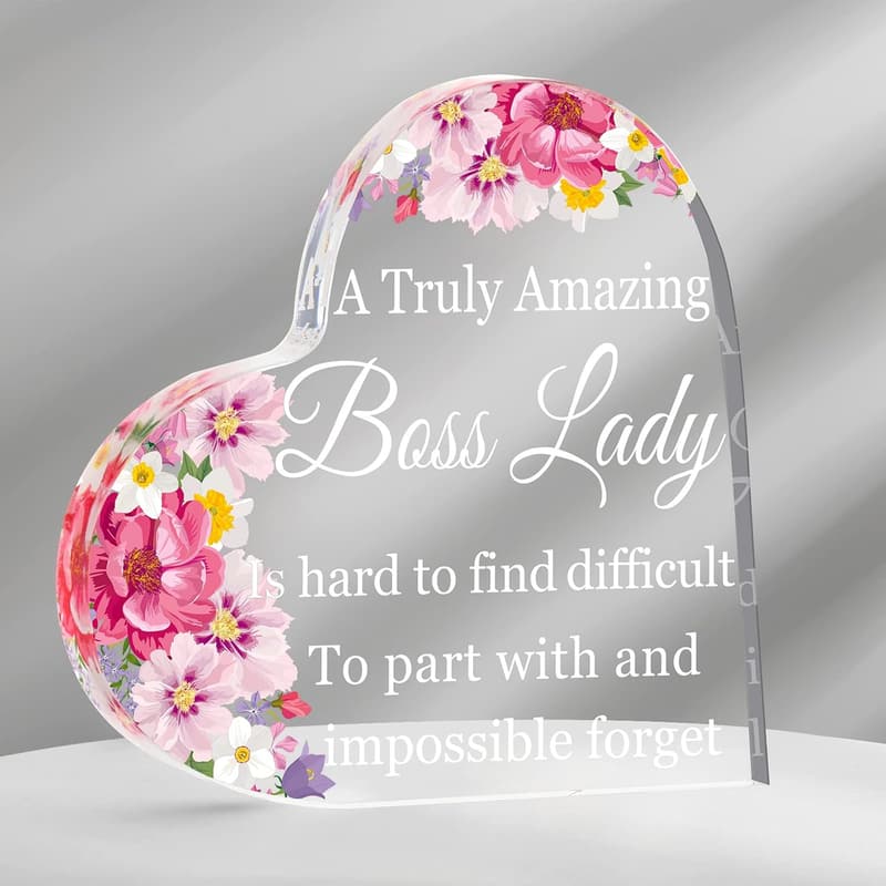 Boss Lady Acrylic Desk Decor - Heart Appreciation Gift for Women