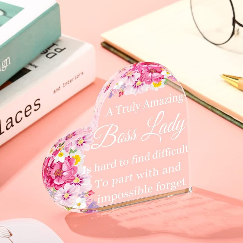 Boss Lady Acrylic Desk Decor - Heart Appreciation Gift for Women