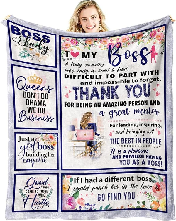 Boss Day Throw Blanket for Women - 60x50 Inch Appreciation Gift