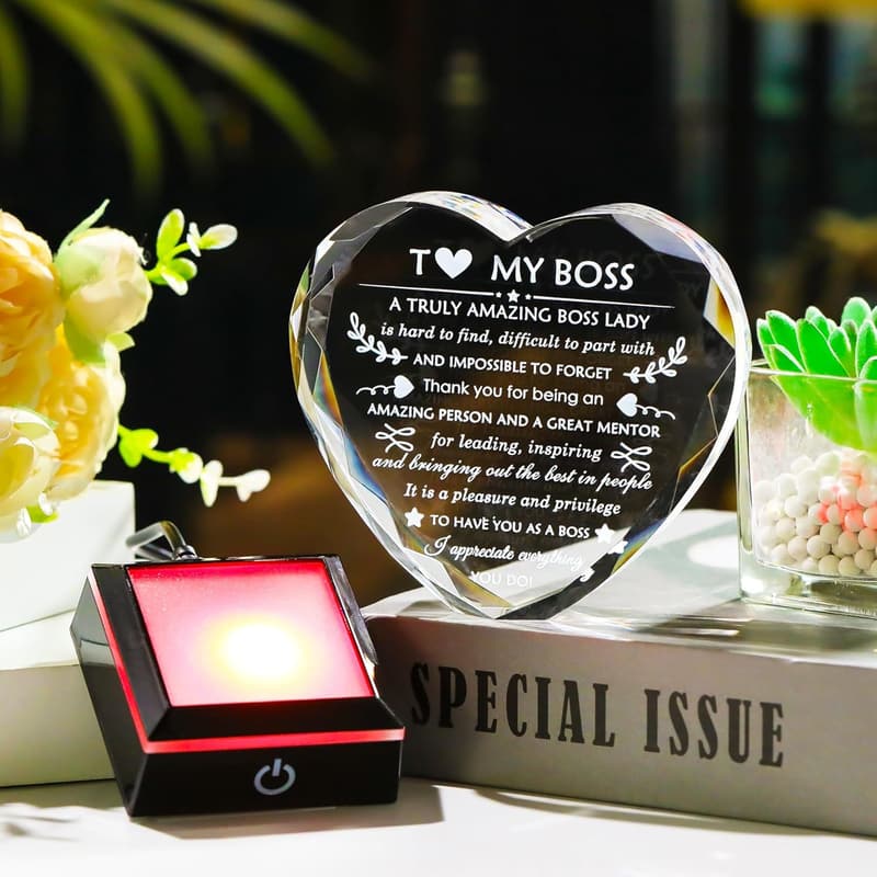 Going Away Gift for Boss - Colorful Crystal Keepsake