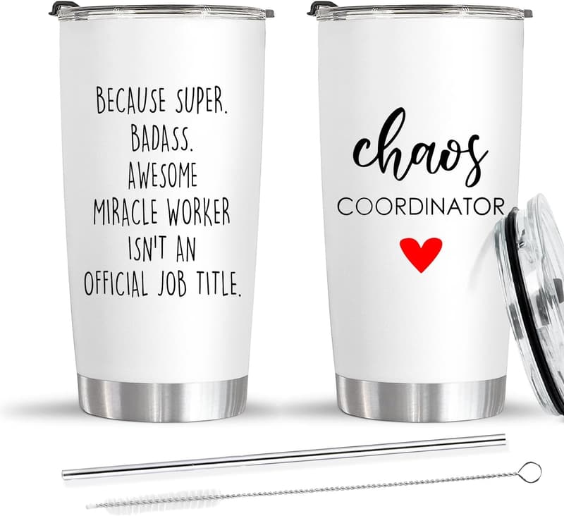 Unique Stainless Steel Travel Cup for Women - 20 Oz Chaos Coordinator Tumbler