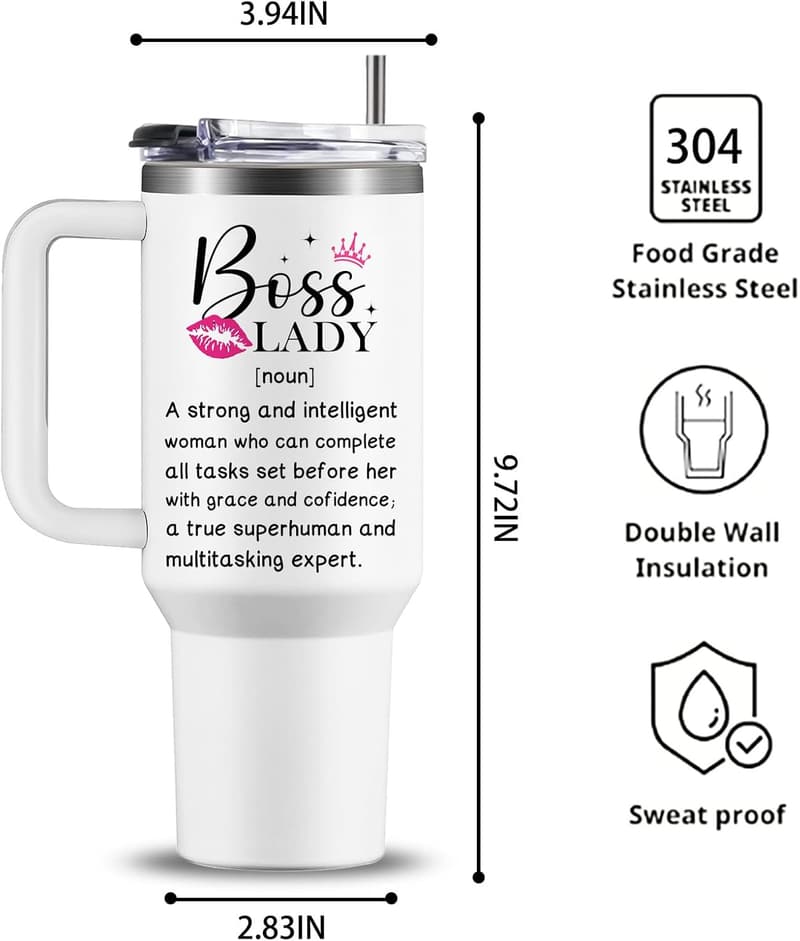 Insulated 40oz Stainless Steel Tumbler for Female Bosses