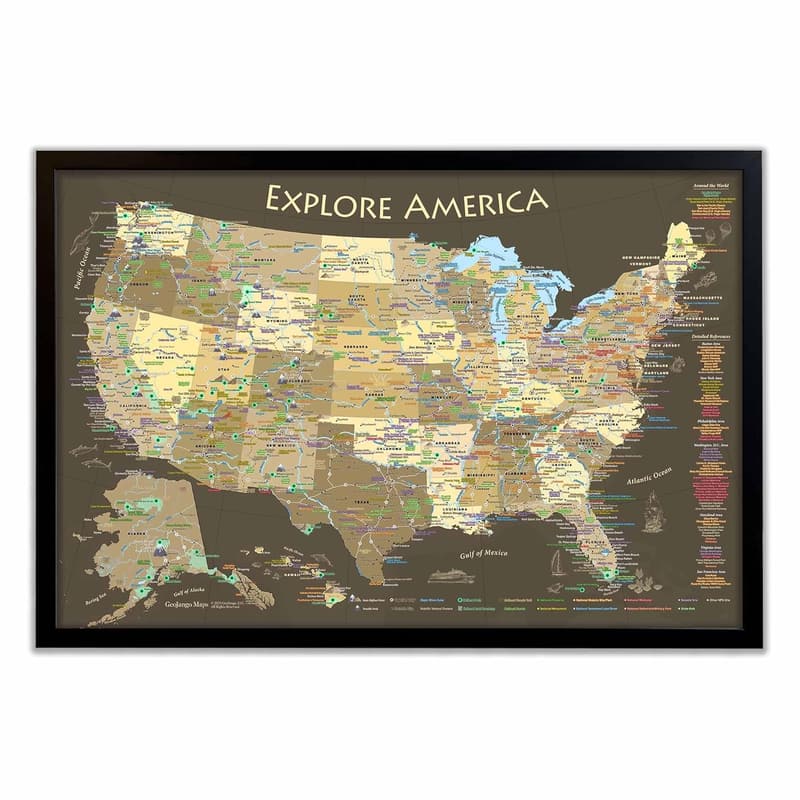 USA National Parks Travel Map with 500 Pins - Brown Edition