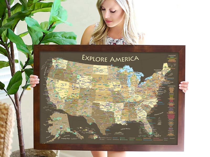 USA National Parks Travel Map with 500 Pins - Brown Edition