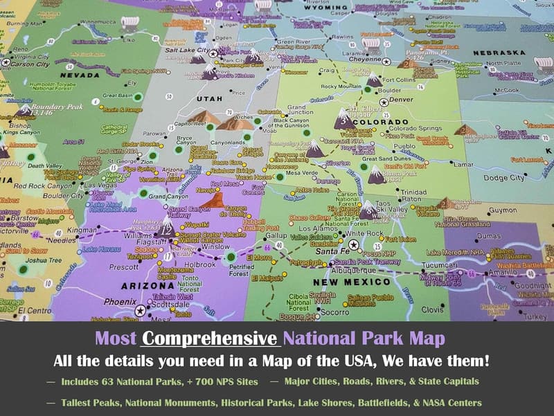 USA National Parks Push Pin Map - Custom Slate Edition
