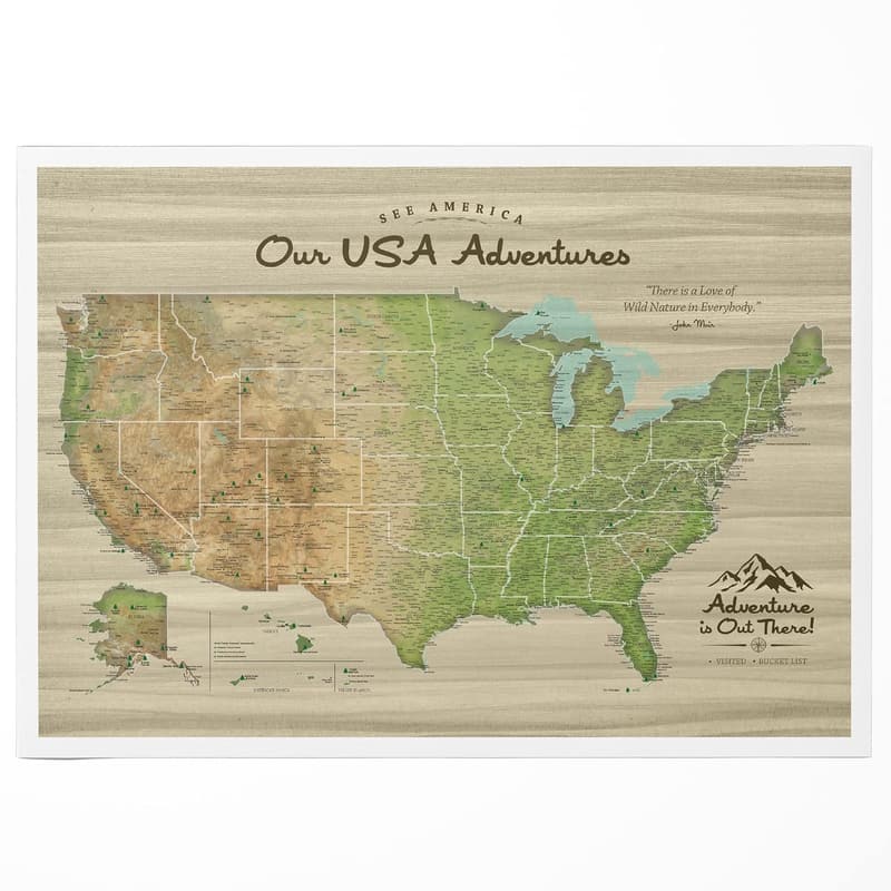 USA Travel Map Canvas with Pins for Adventure Seekers