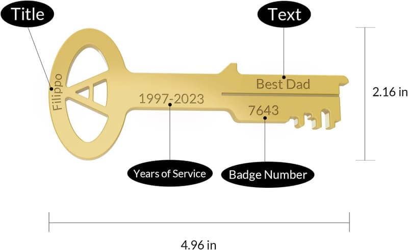 Retirement Gift: Custom Engraved Jail Cell Key for Officer