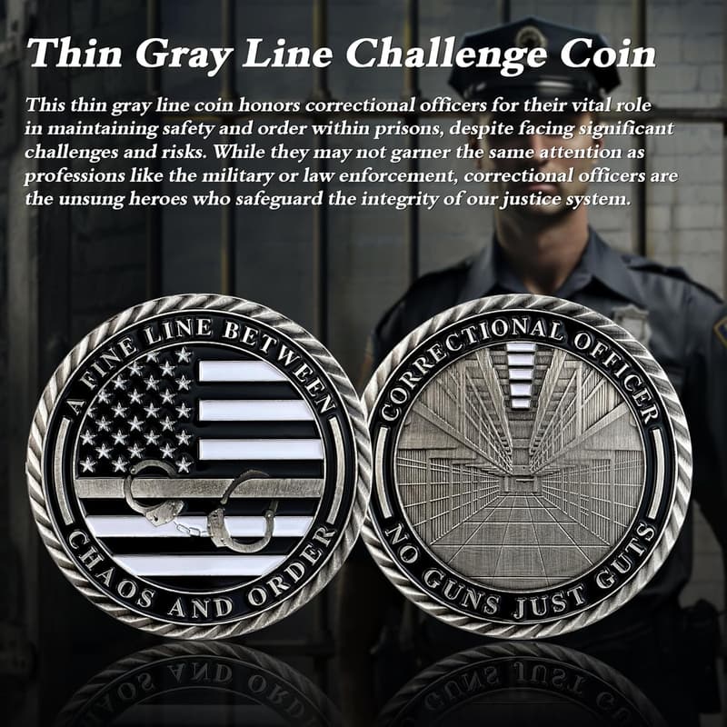 Correctional Officer Challenge Coin - Delicate Gray Design