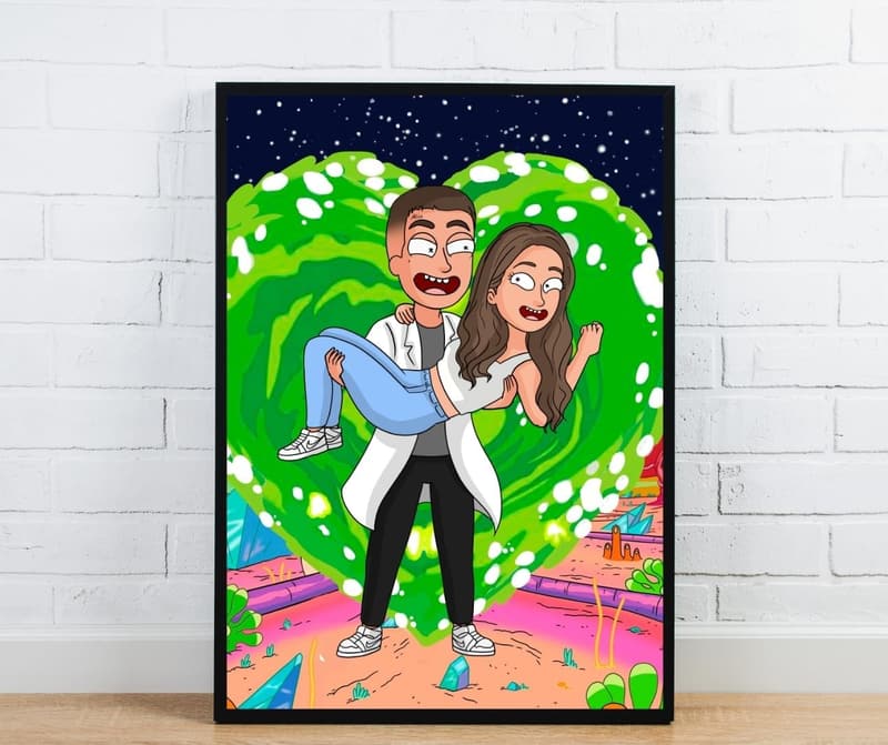 Custom Rick & Morty Portrait - Personalized Couple Art Gift