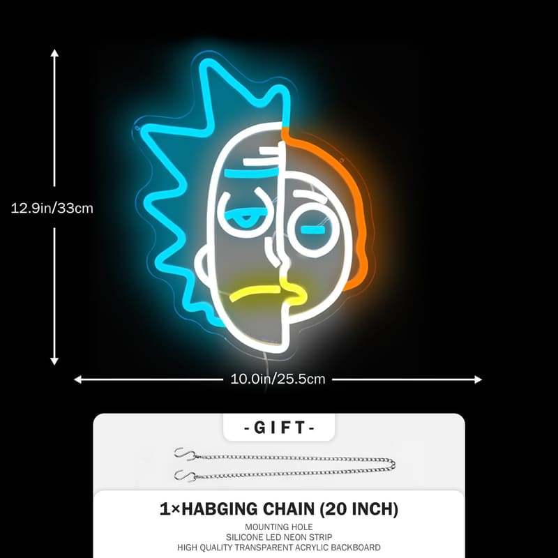 Rick and Morty Dimmable Neon Sign for Bedroom or Game Room